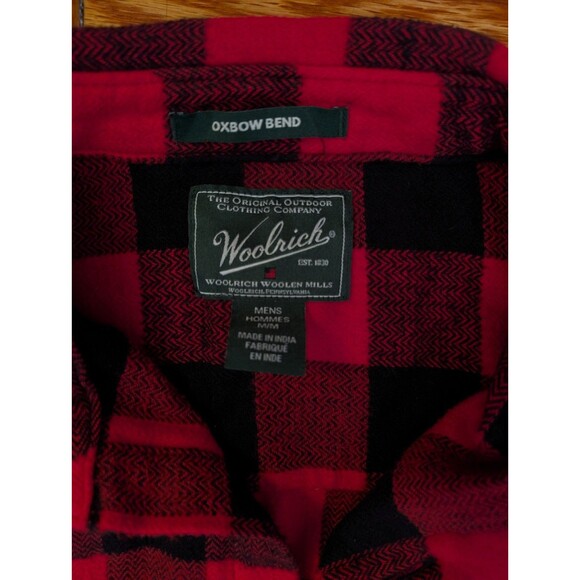 Woolrich Oxbow Bend Heavy Flannel Shirt Mens Medium Red Buffalo Plaid Cotton - Picture 3 of 8